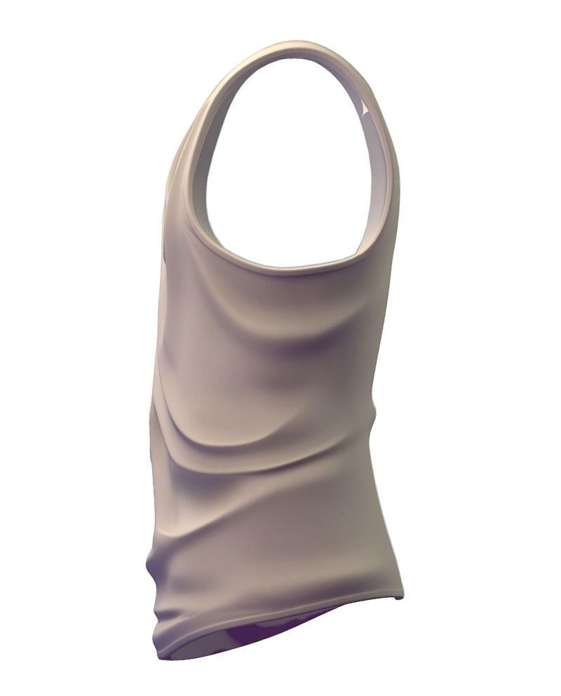 Cartoon High Poly Subdivision White T-shirt 3D Model Low-poly 3D model_2