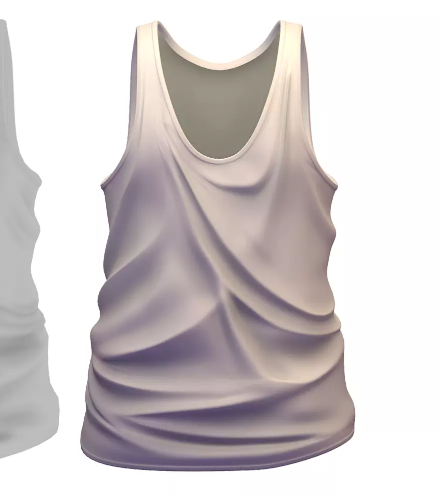 Cartoon High Poly Subdivision White T-shirt 3D Model Low-poly 3D model_0