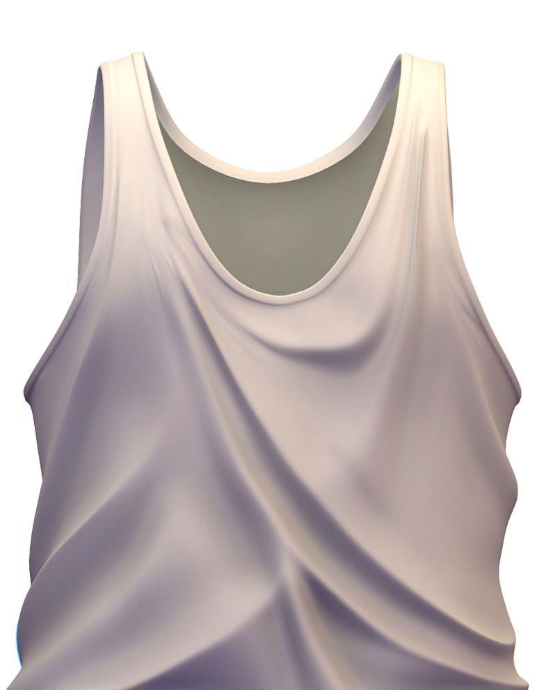 Cartoon High Poly Subdivision White T-shirt 3D Model Low-poly 3D model_3