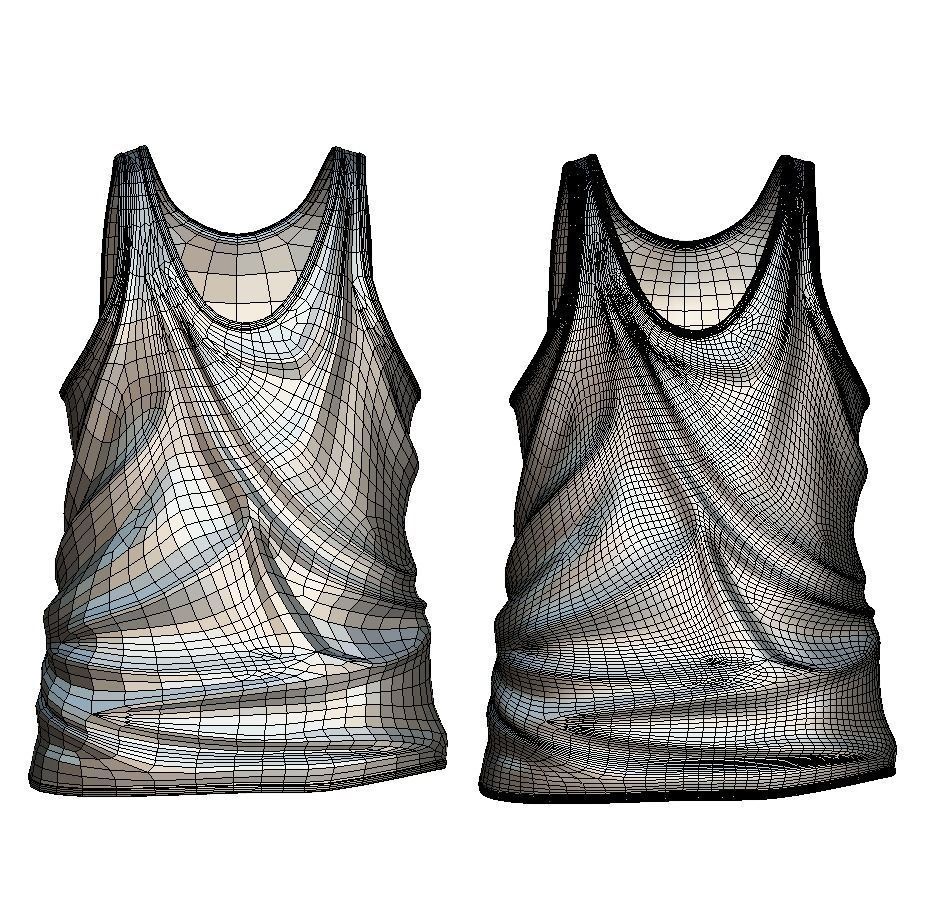 Cartoon High Poly Subdivision White T-shirt 3D Model Low-poly 3D model_4