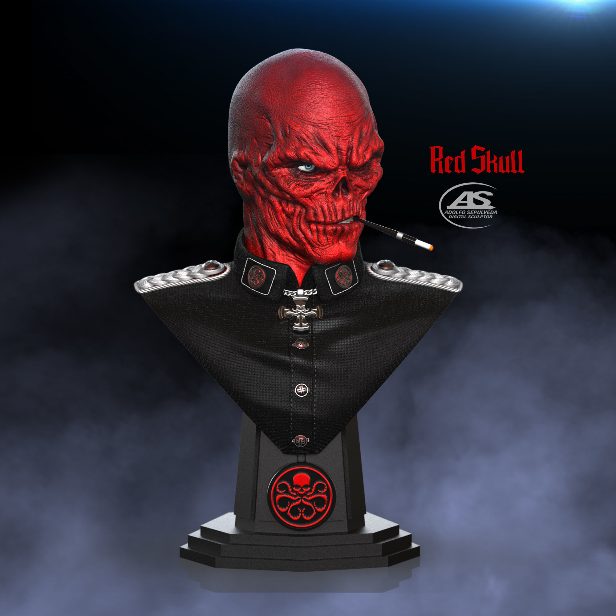 RED SKULL BUST 3D print model_11
