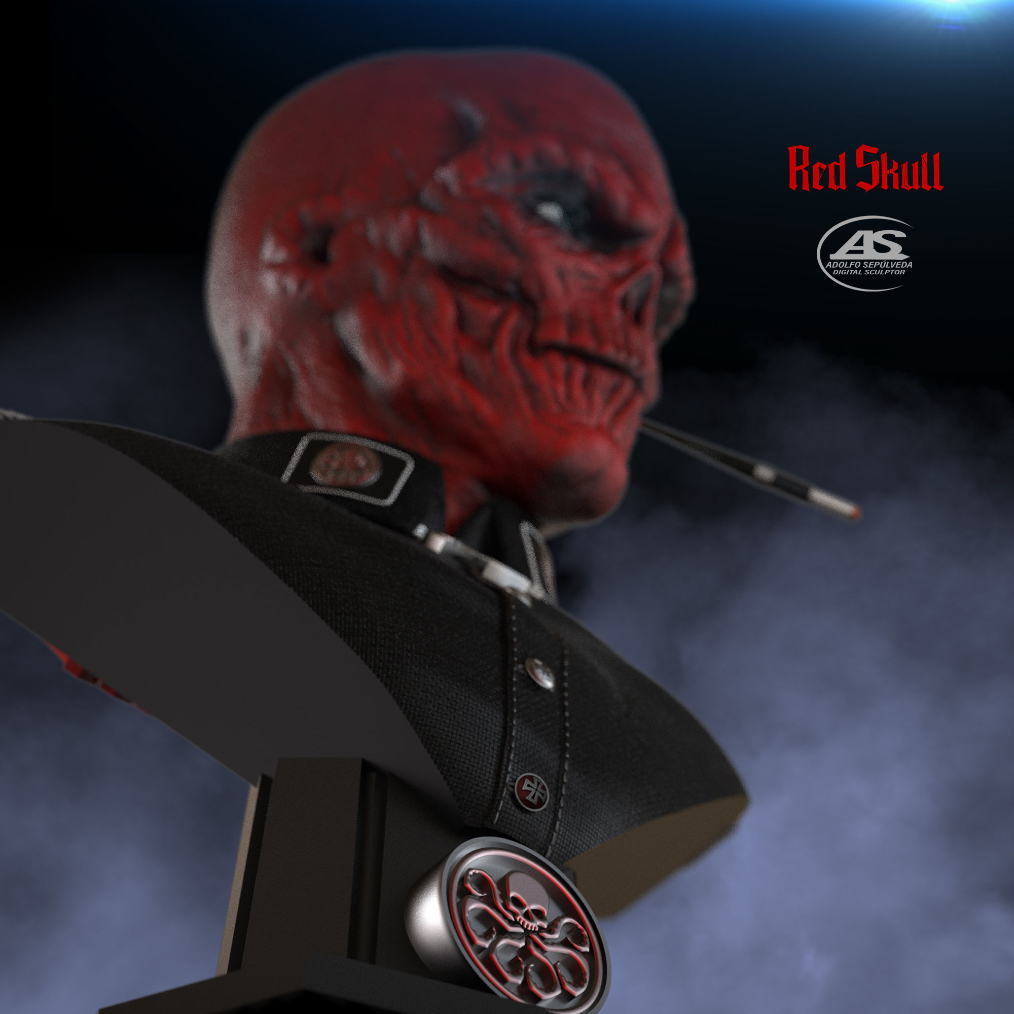 RED SKULL BUST 3D print model_4