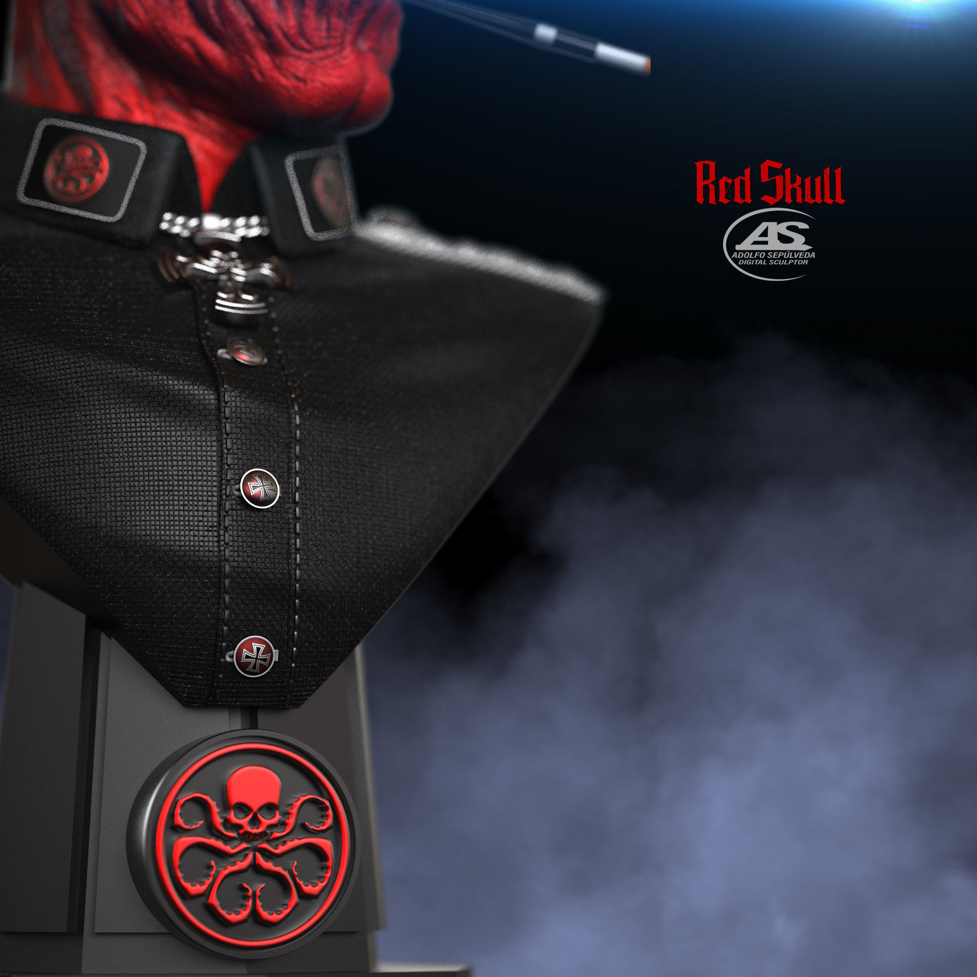 RED SKULL BUST 3D print model_16