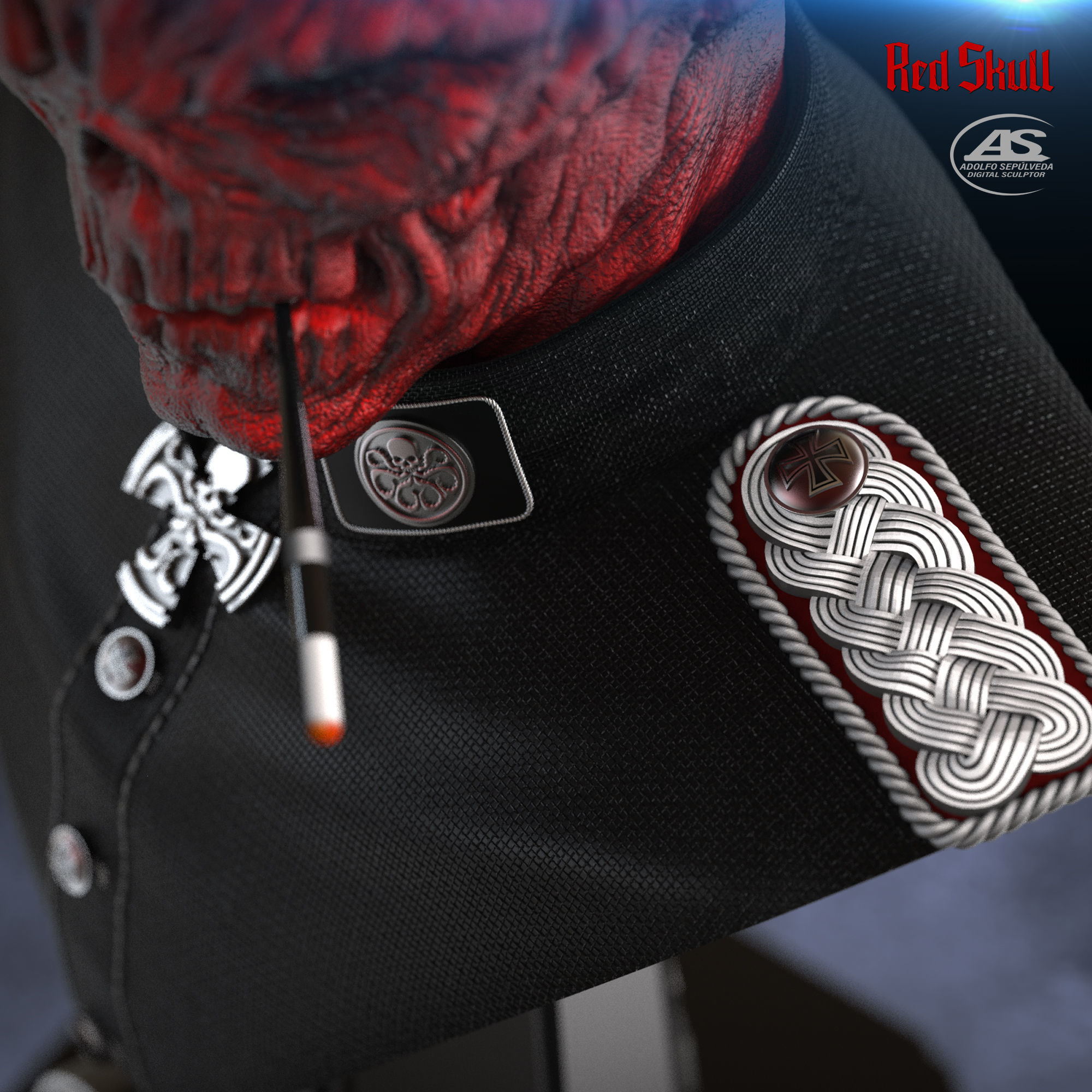 RED SKULL BUST 3D print model_2