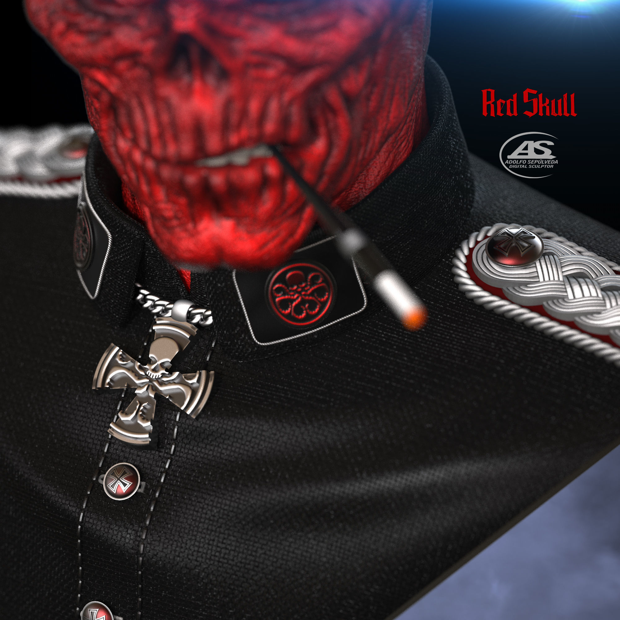 RED SKULL BUST 3D print model_3