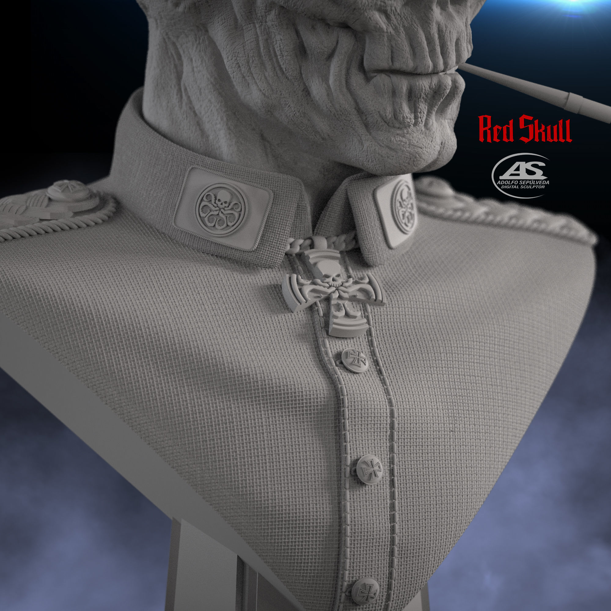 RED SKULL BUST 3D print model_8