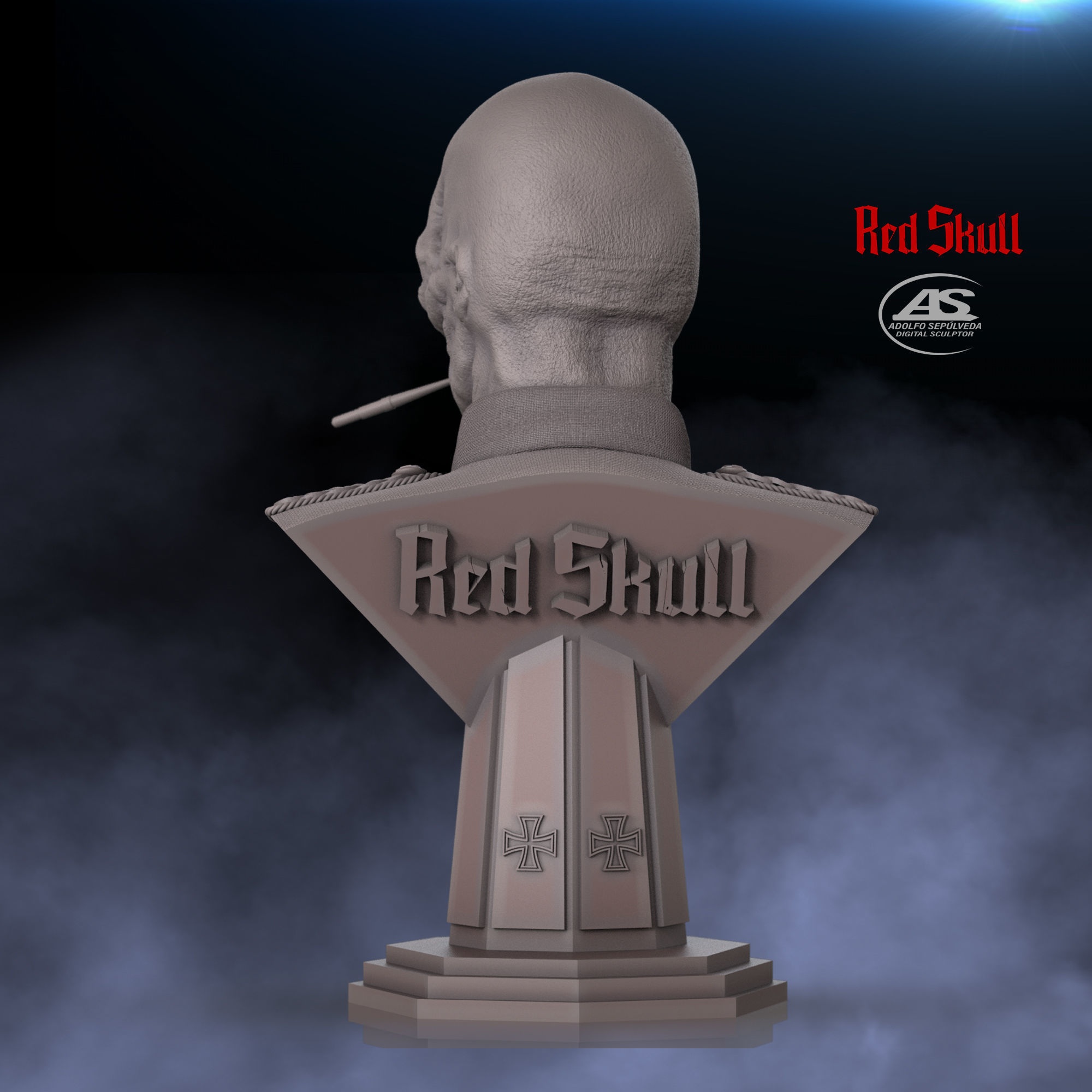 RED SKULL BUST 3D print model_7