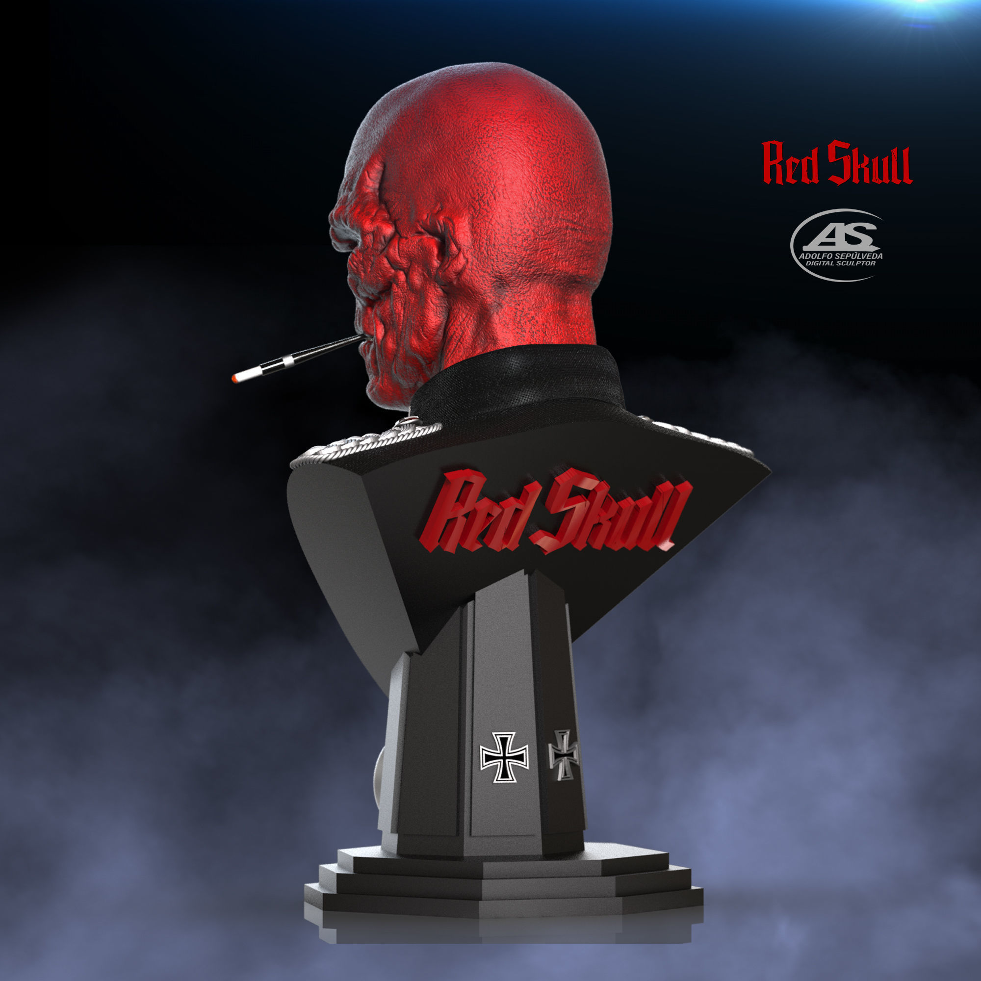 RED SKULL BUST 3D print model_13