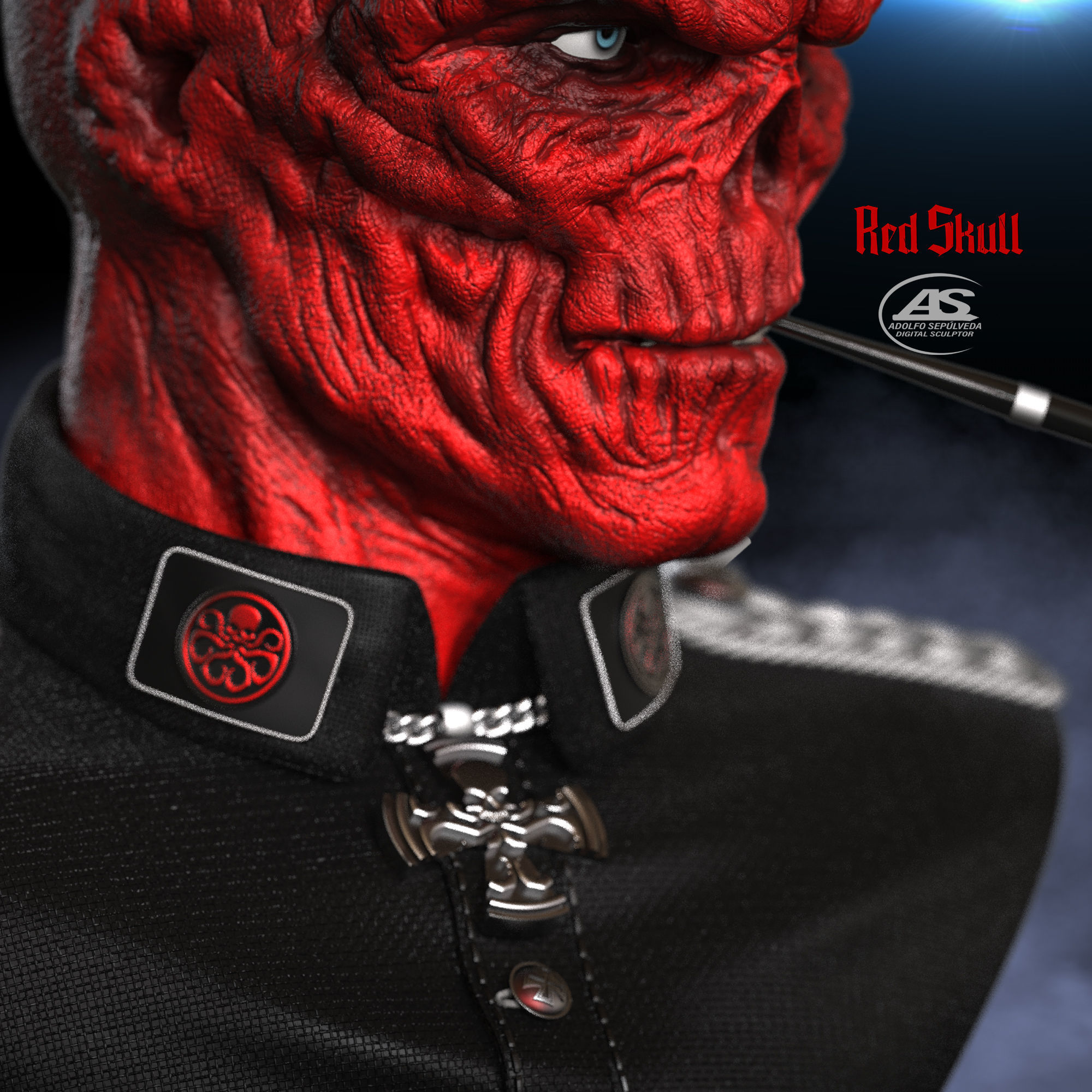 RED SKULL BUST 3D print model_1