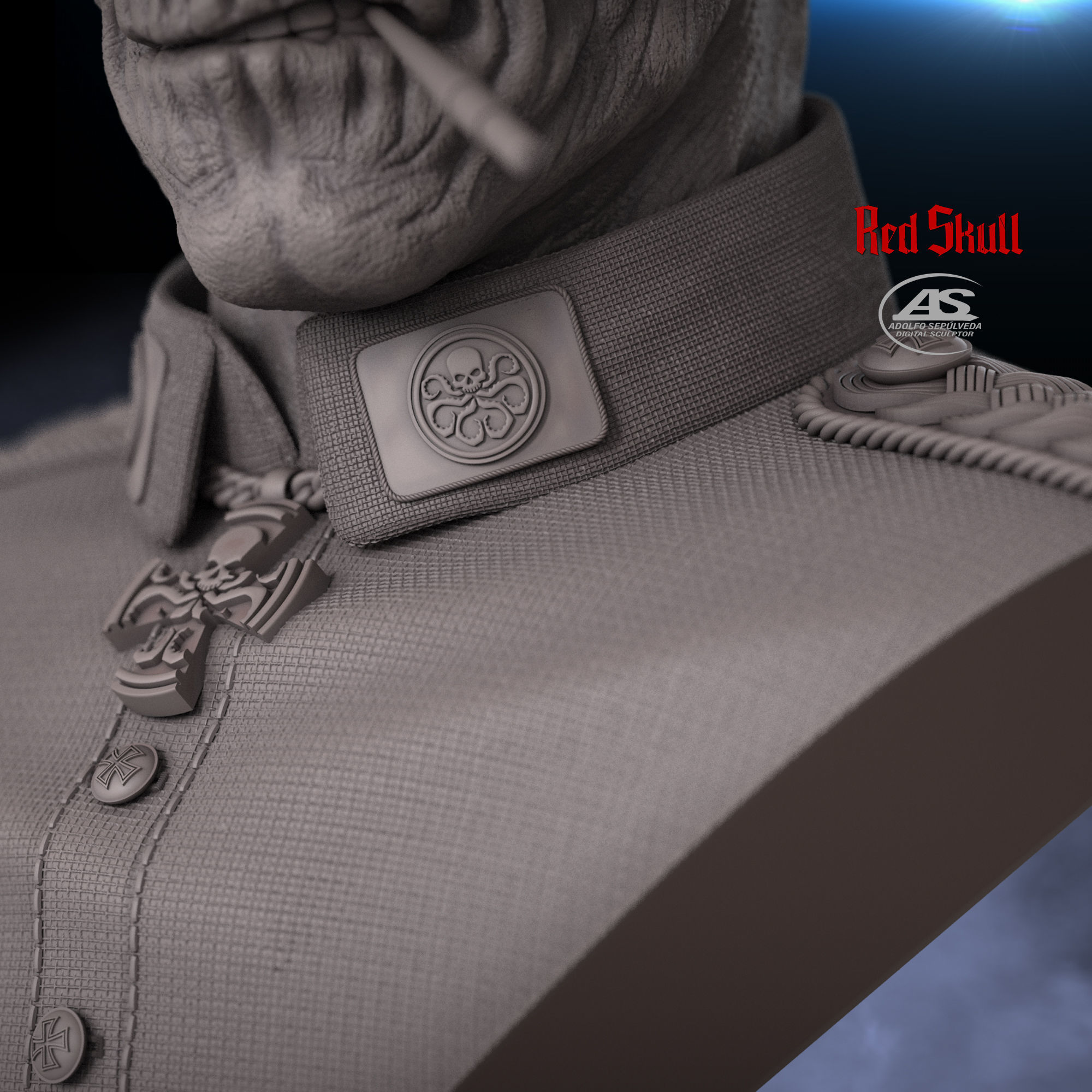 RED SKULL BUST 3D print model_9