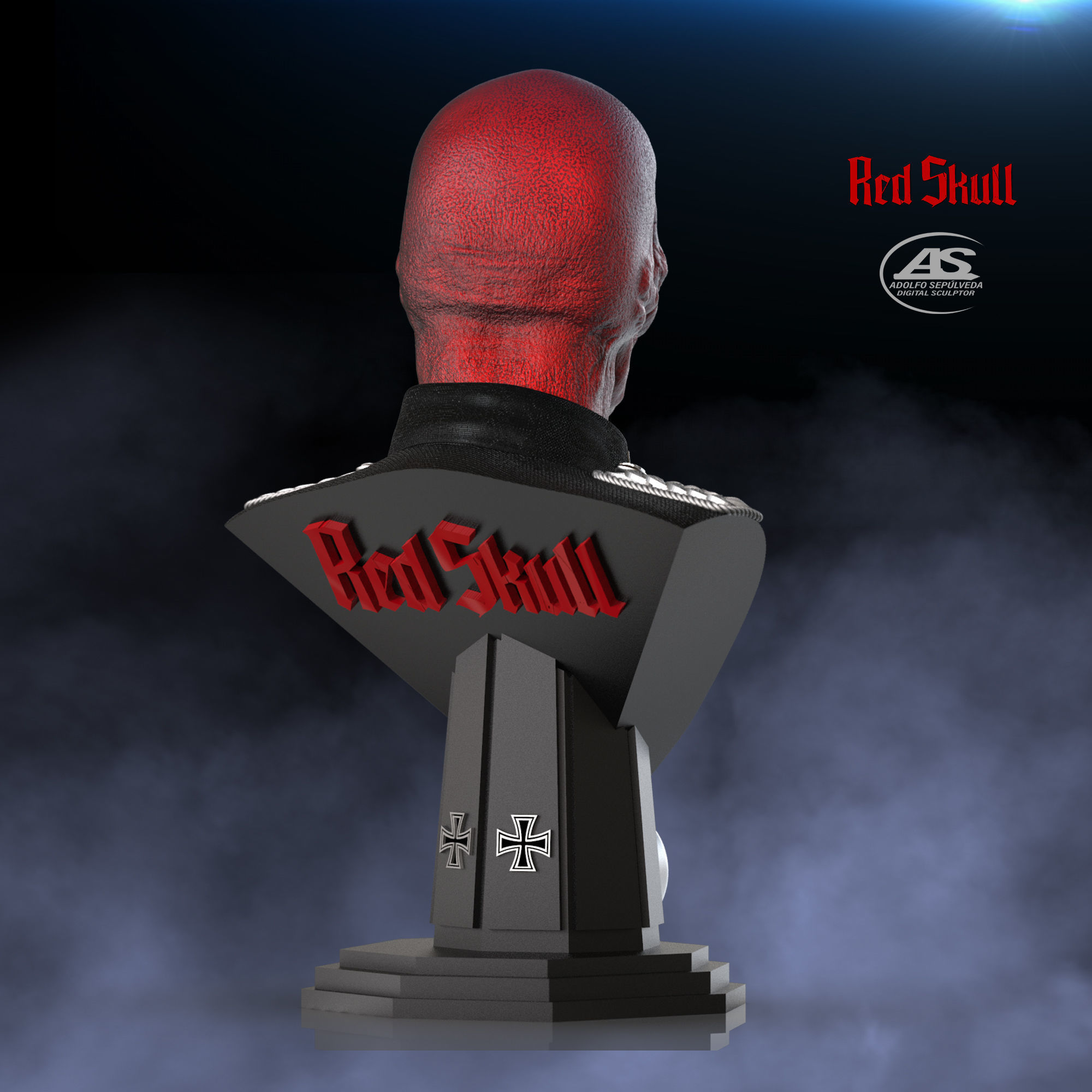 RED SKULL BUST 3D print model_14