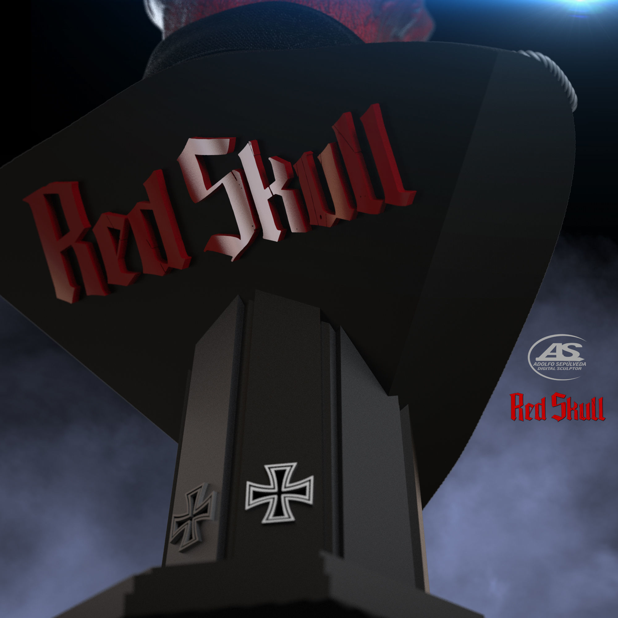 RED SKULL BUST 3D print model_15