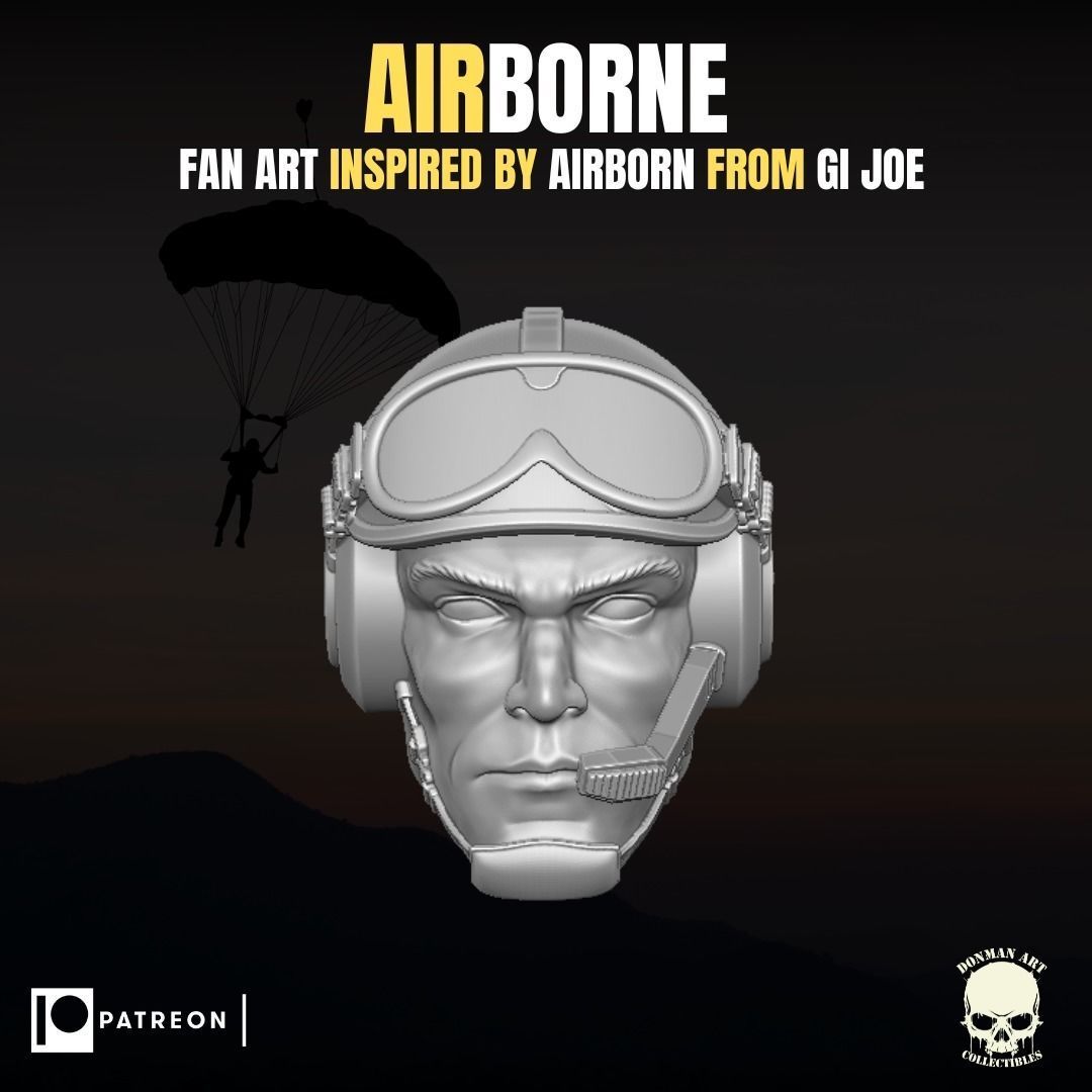 Airborne fan art head for action figures 3D print model_19