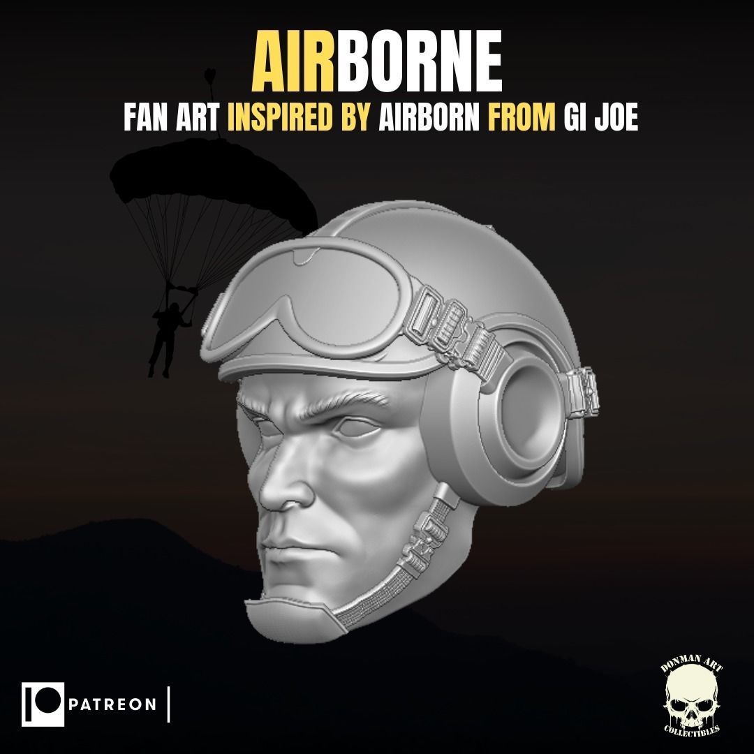 Airborne fan art head for action figures 3D print model_2