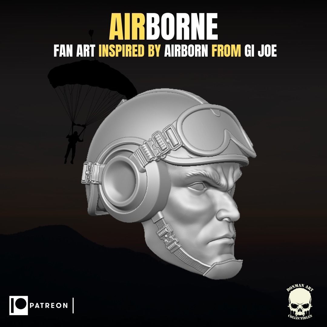 Airborne fan art head for action figures 3D print model_9