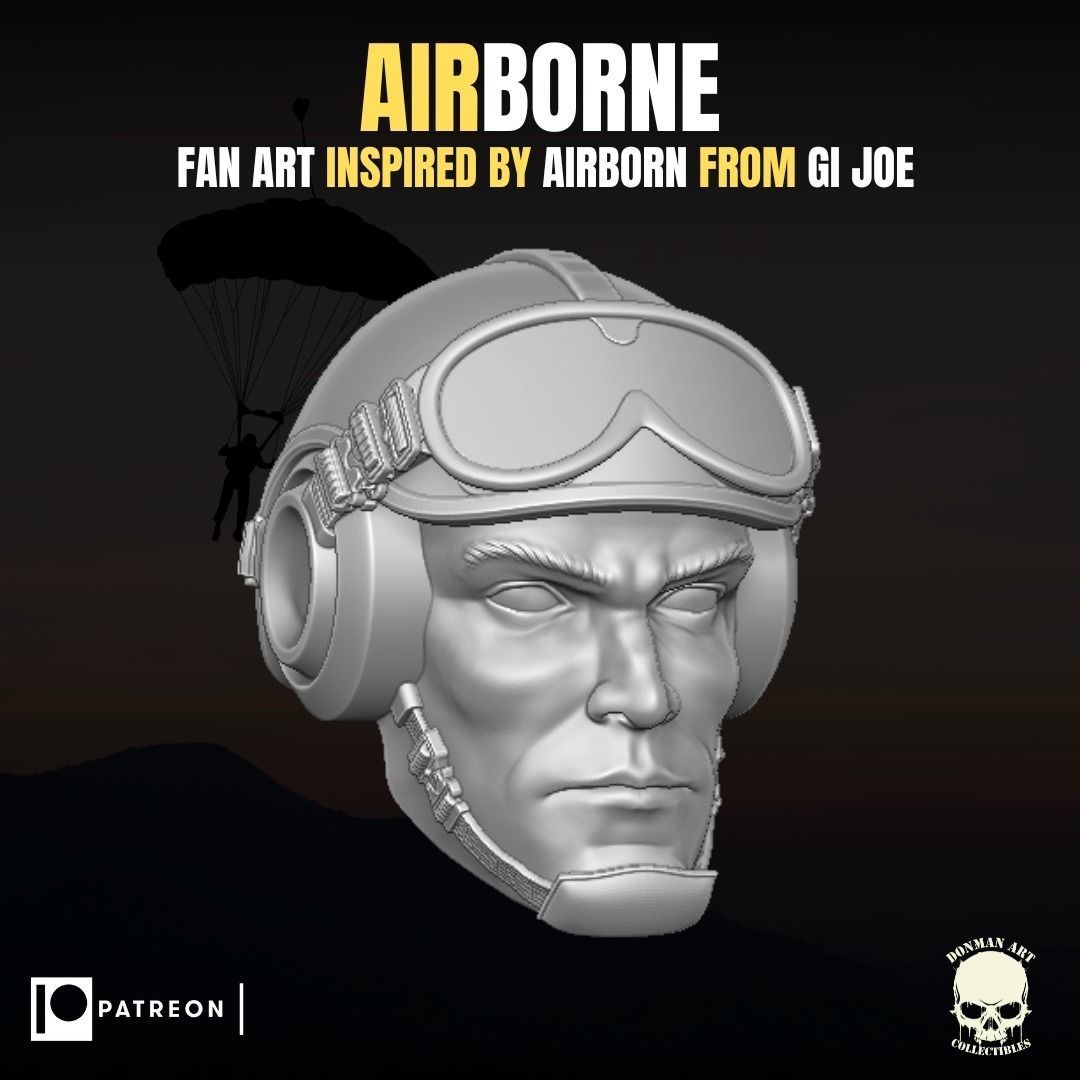 Airborne fan art head for action figures 3D print model_1