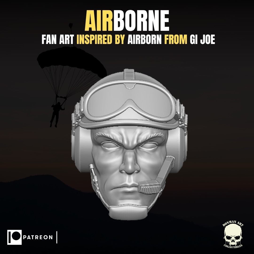 Airborne fan art head for action figures 3D print model_22
