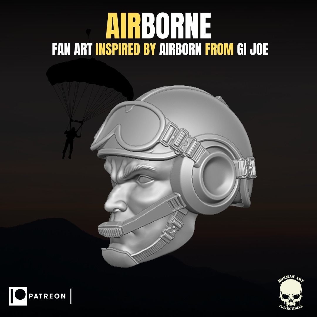 Airborne fan art head for action figures 3D print model_12