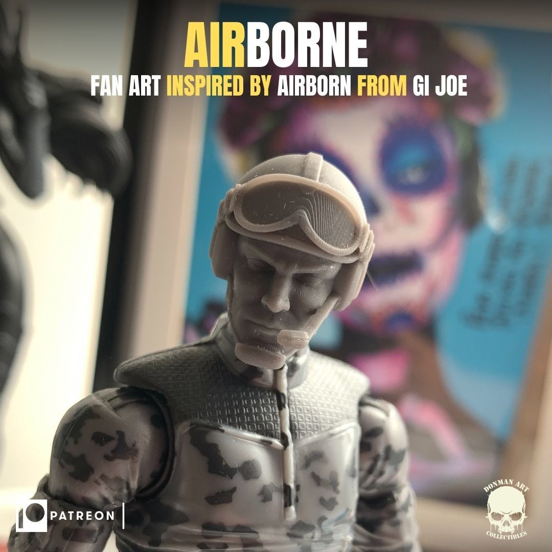 Airborne fan art head for action figures 3D print model_11