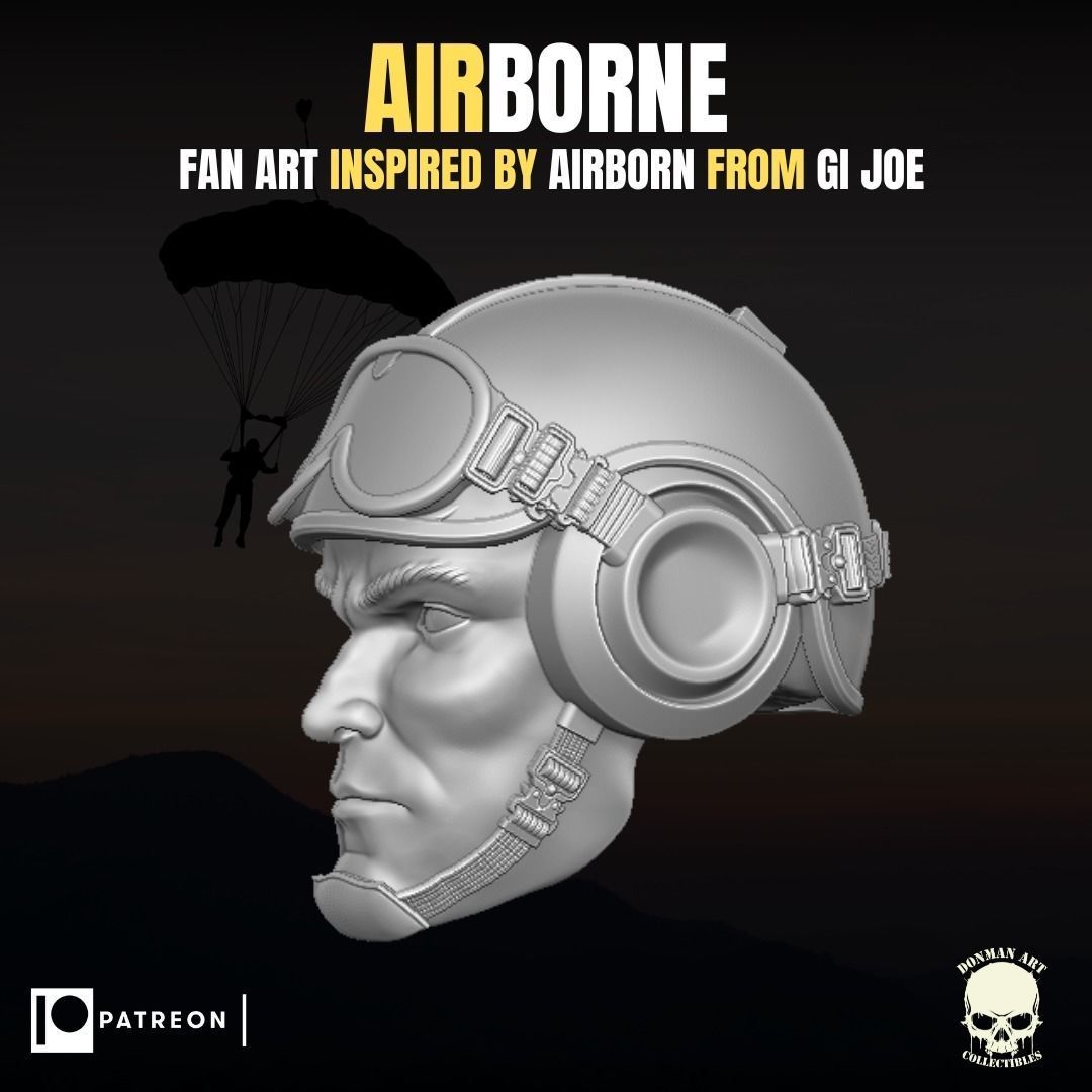 Airborne fan art head for action figures 3D print model_4