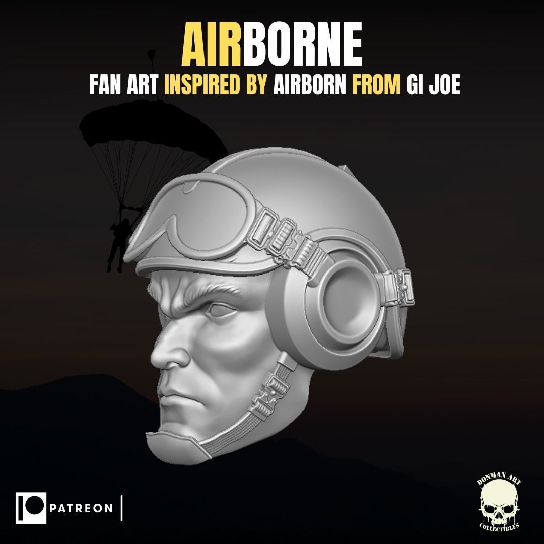 Airborne fan art head for action figures 3D print model_8