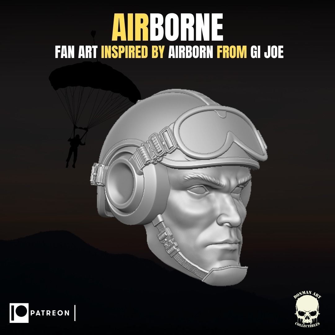 Airborne fan art head for action figures 3D print model_3