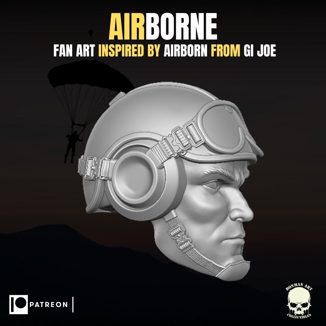 Airborne fan art head for action figures 3D print model_5