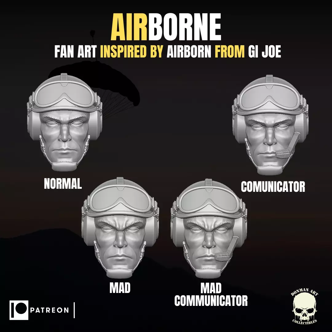 Airborne fan art head for action figures 3D print model_0