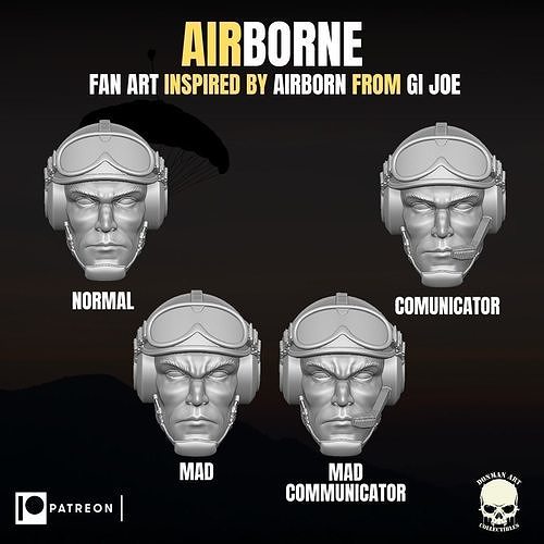 Airborne fan art head for action figures 3D print model