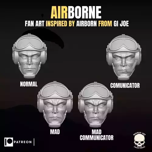 Airborne fan art head for action figures