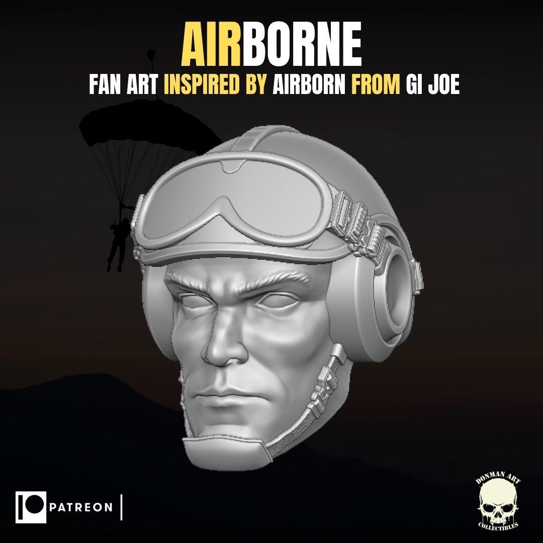 Airborne fan art head for action figures 3D print model_24