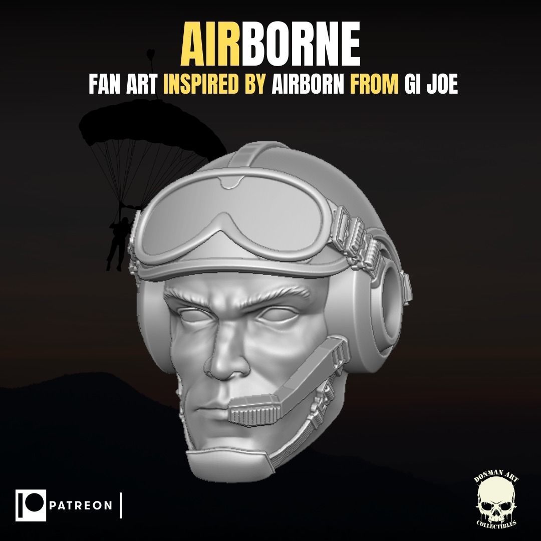 Airborne fan art head for action figures 3D print model_6