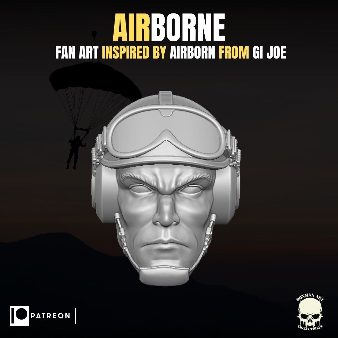 Airborne fan art head for action figures 3D print model_21
