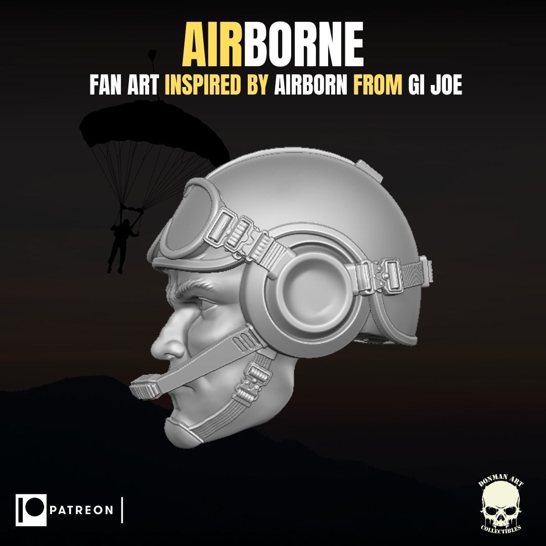 Airborne fan art head for action figures 3D print model_7