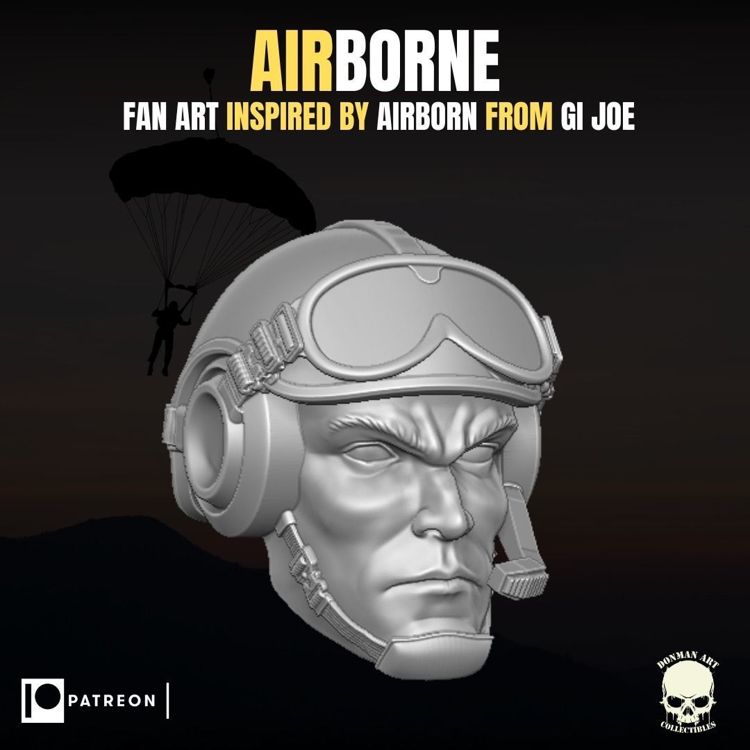 Airborne fan art head for action figures 3D print model_13