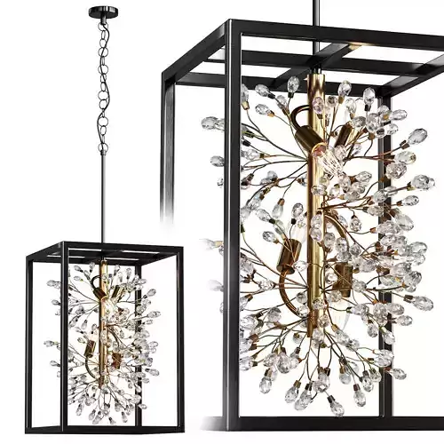 Carrine1 chandelier with clear crystals in metal frame