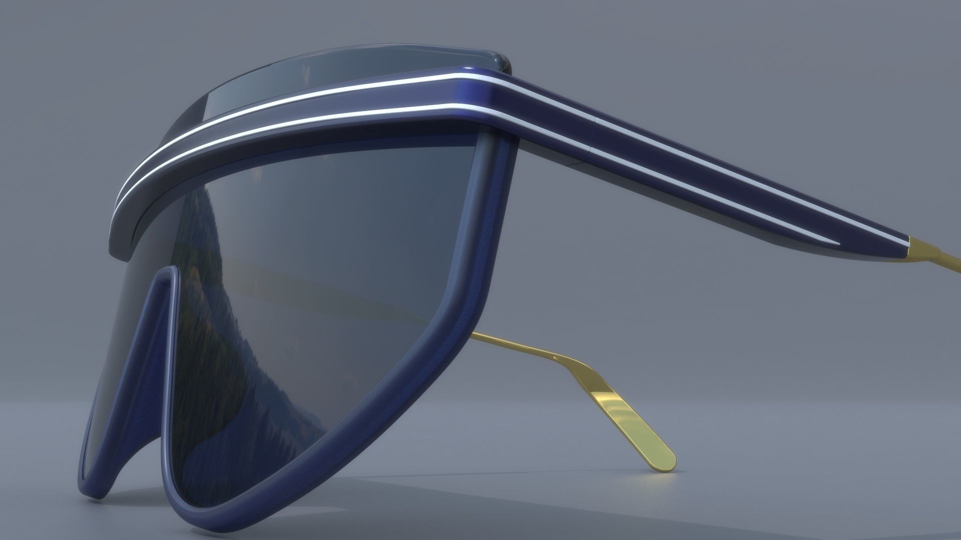 Fashion sci fi sun glasses DIOR style 3D model_4