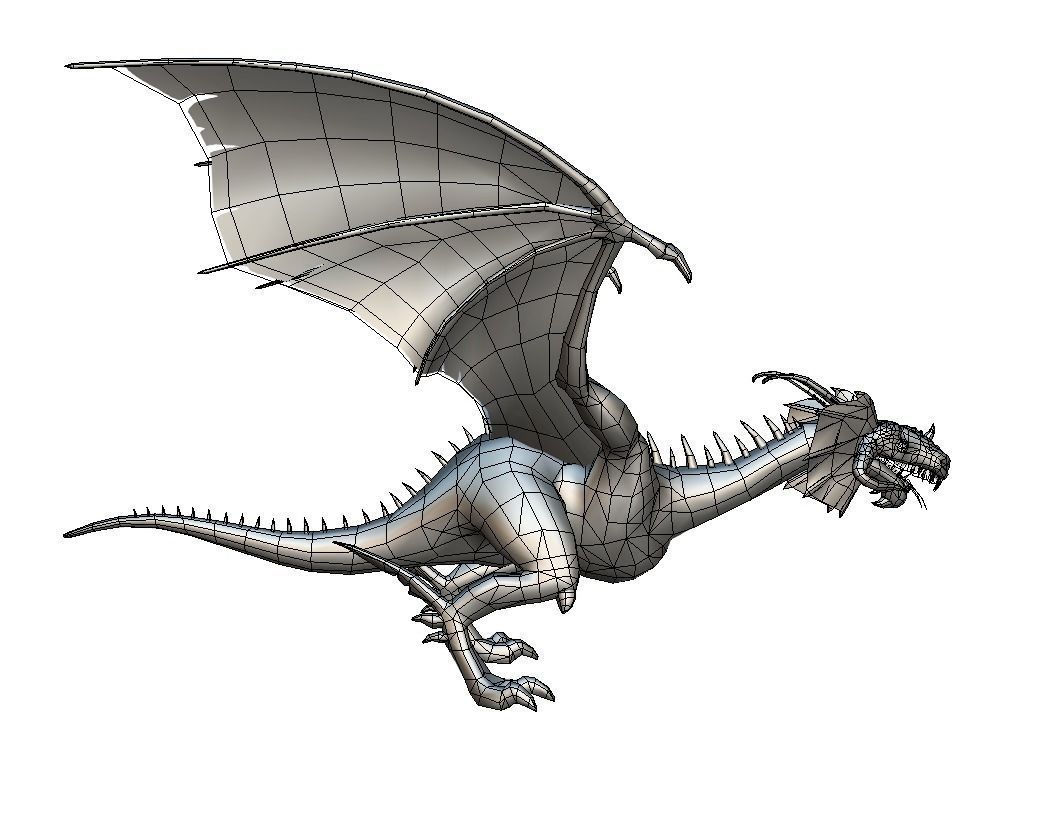 LowPoly Green Dragon with Gold Scale Low-poly 3D model_8