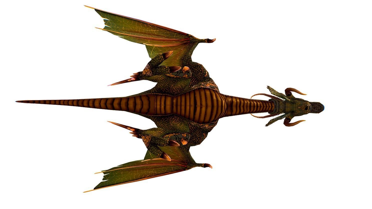 LowPoly Green Dragon with Gold Scale Low-poly 3D model_9