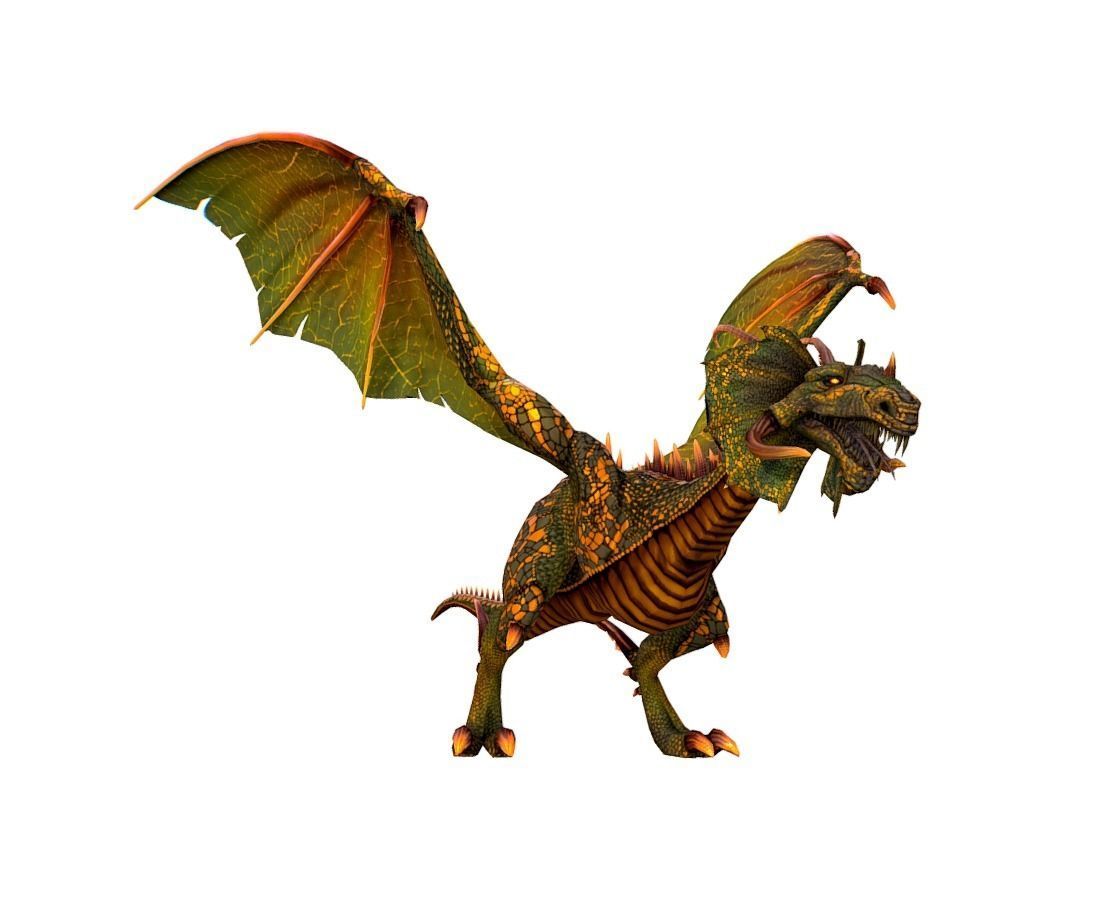 LowPoly Green Dragon with Gold Scale Low-poly 3D model_4