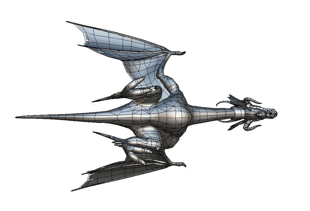 LowPoly Green Dragon with Gold Scale Low-poly 3D model_6