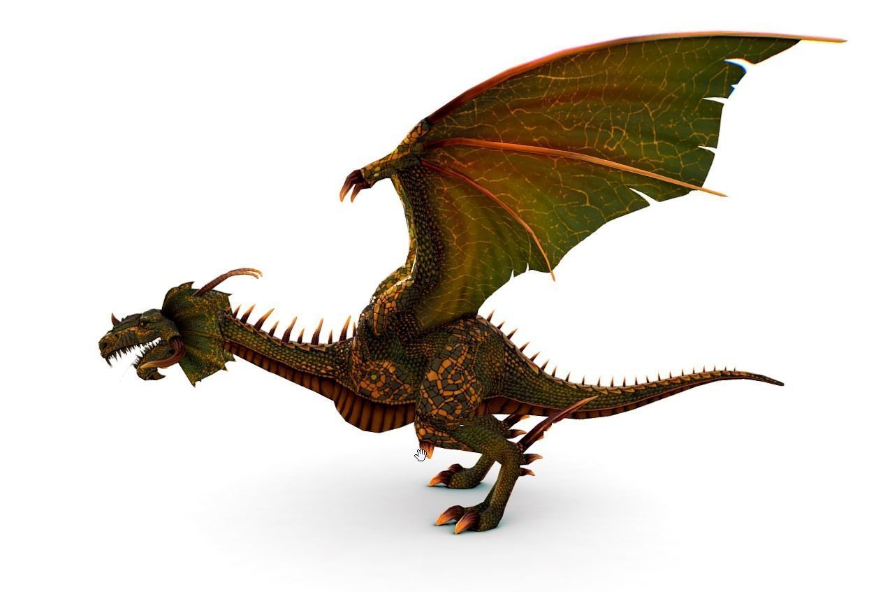 LowPoly Green Dragon with Gold Scale Low-poly 3D model_1