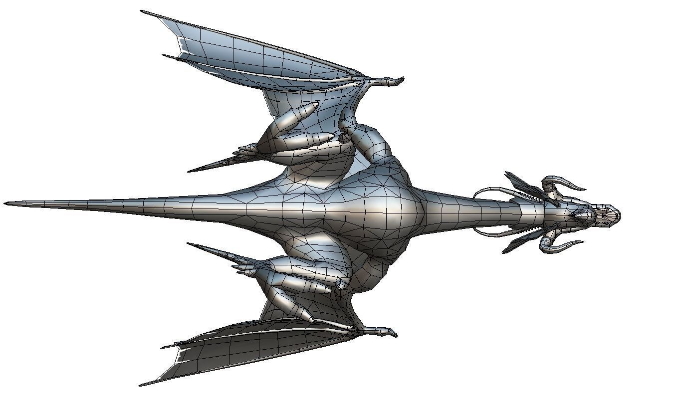 LowPoly Green Dragon with Gold Scale Low-poly 3D model_3