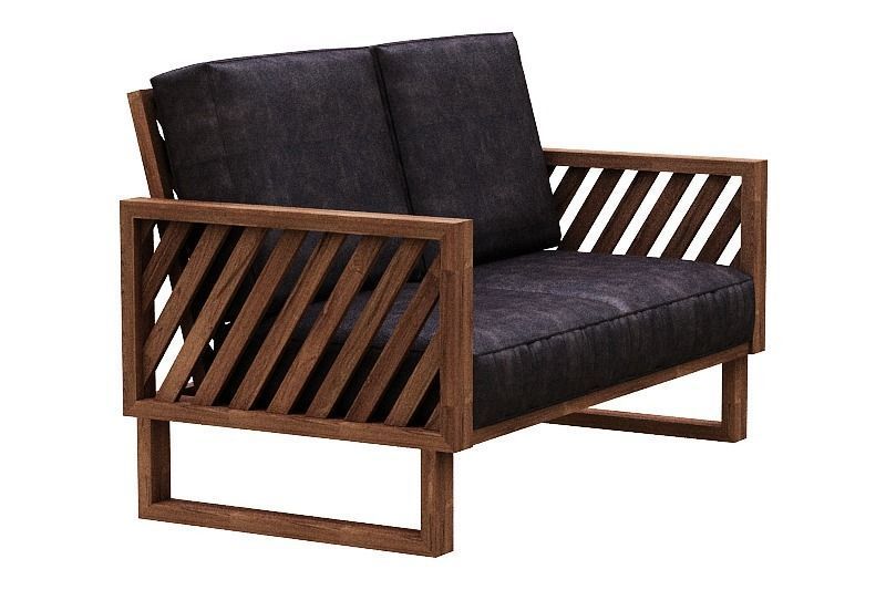 contemporary sofa Low-poly 3D model_2