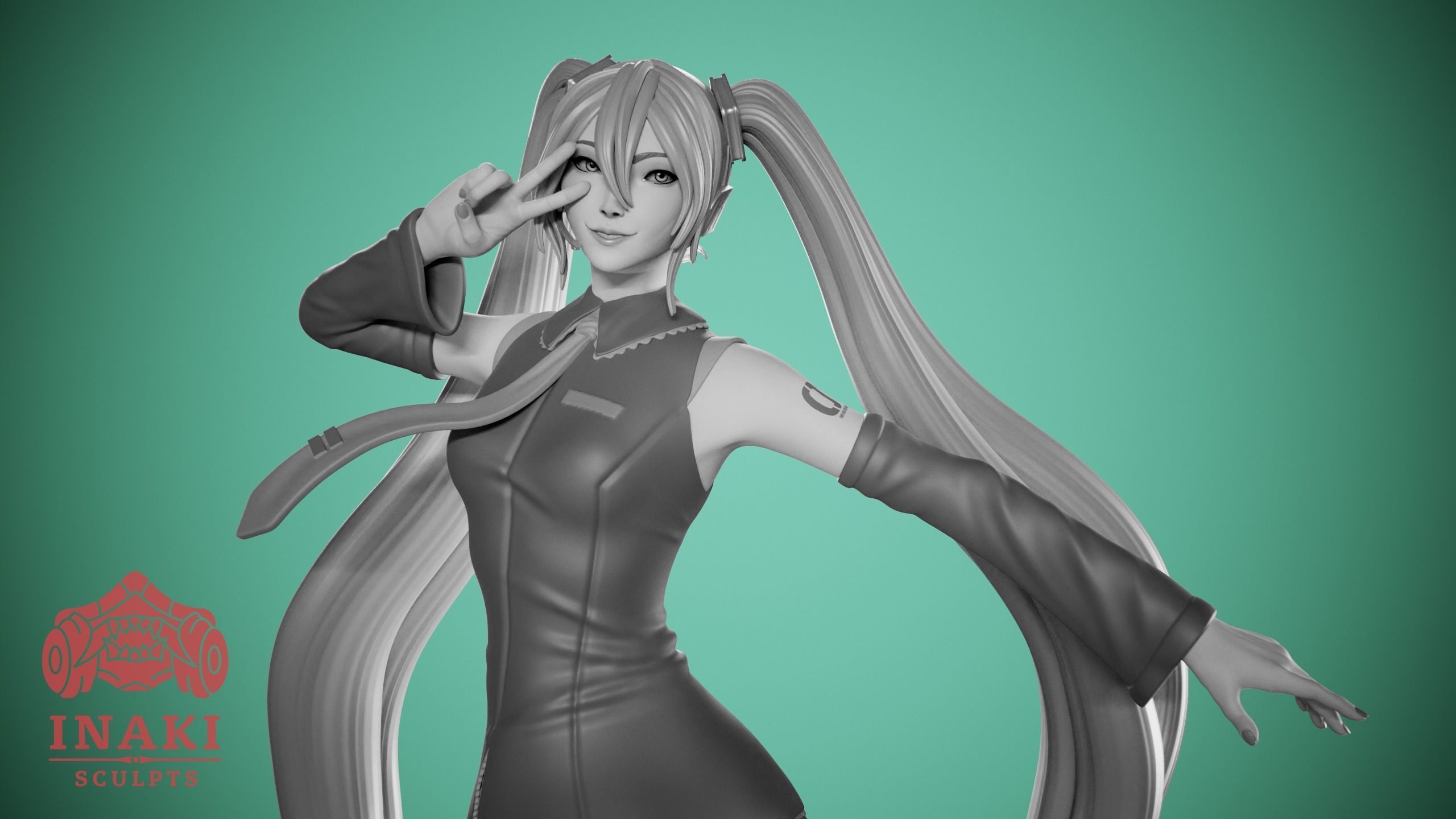 Hatsune Miku 3D print model_3