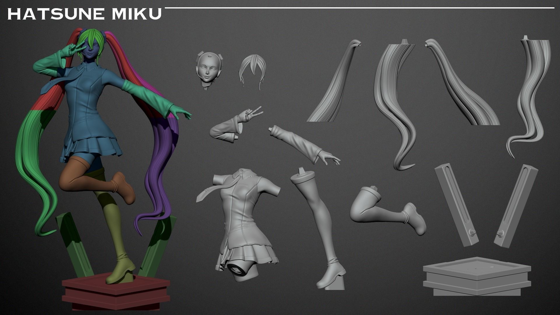 Hatsune Miku 3D print model_7