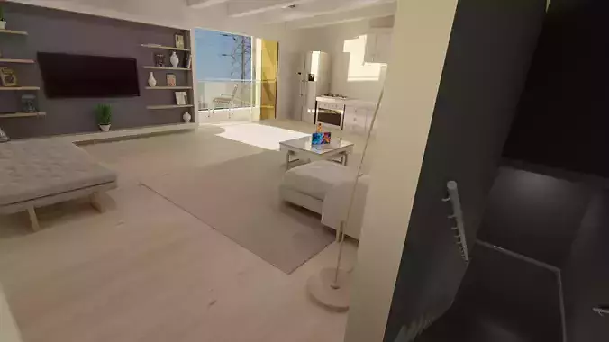 Attic apartment and kitchen