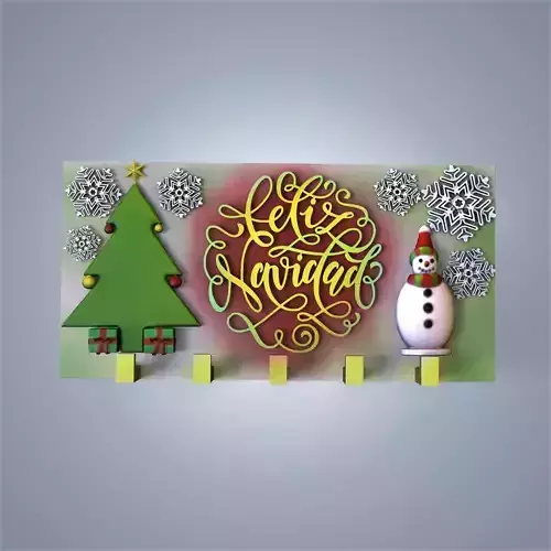 Merry Christmas key holder and coat rack 3D print model