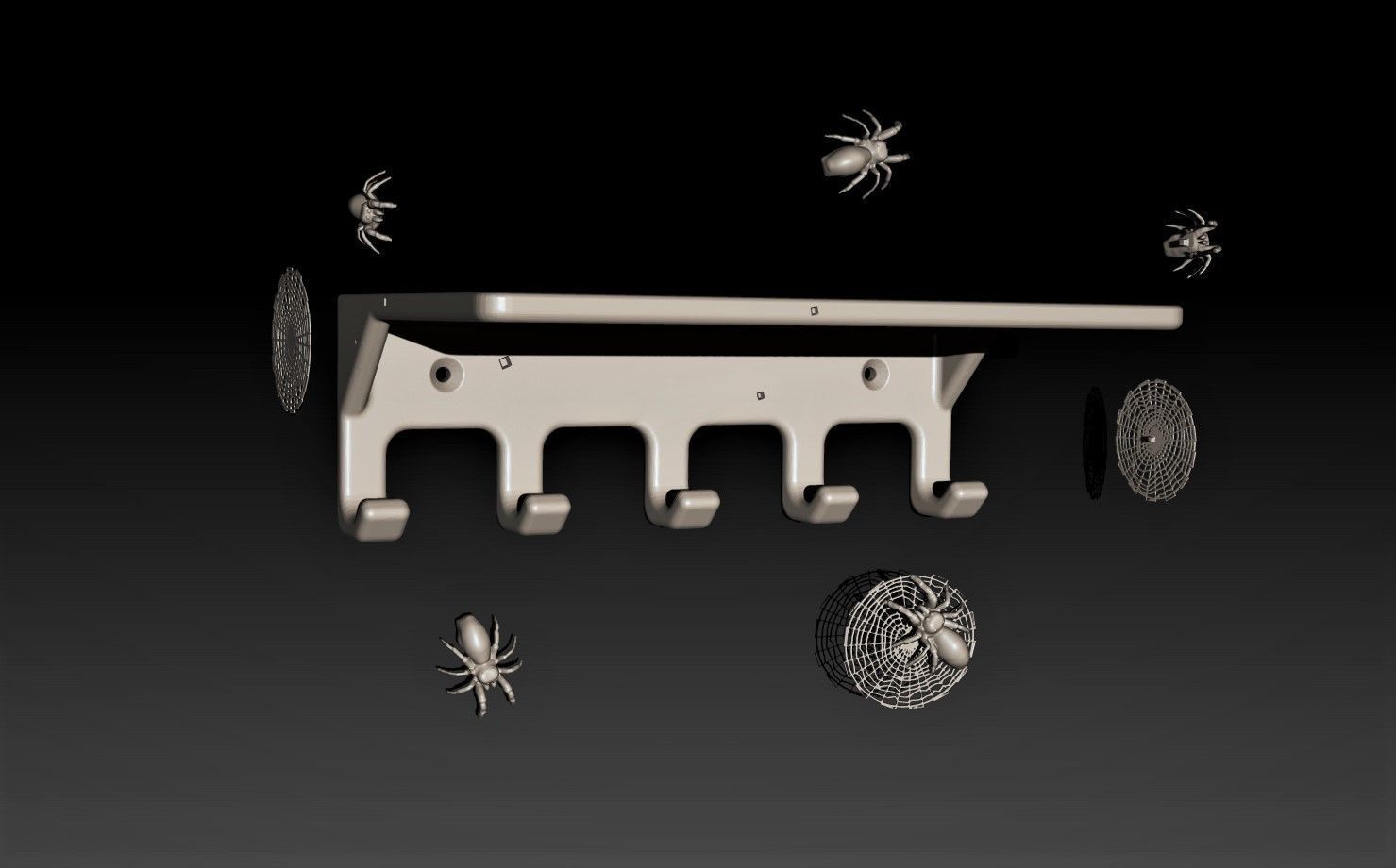 Spider key holder spider webs shelf and coat rack 3D print model
