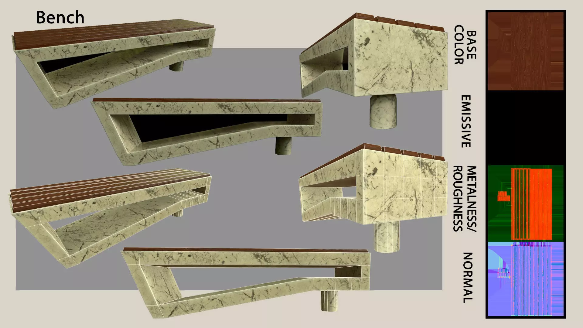 Modern bench Free 3D model